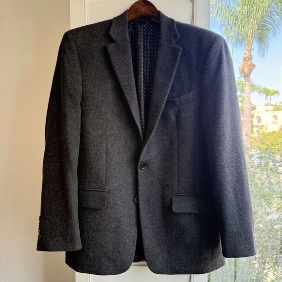 Lauren Ralph Lauren Lacrosse Dark Heathered Grey Light-Weight Wool Jacket - Picture 1 of 13